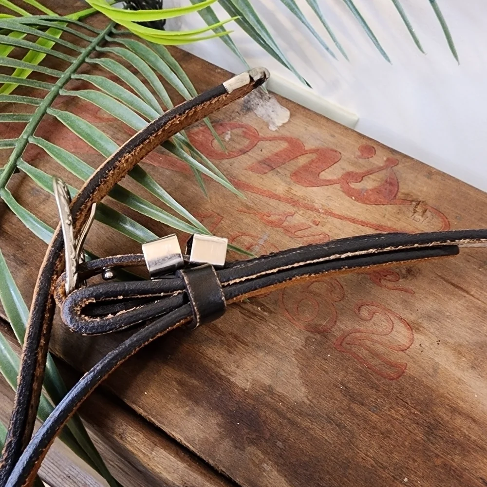 Vintage TexTan Tooled Leather Belt Cowhide Sz.40 (Lg.) Floral Harness